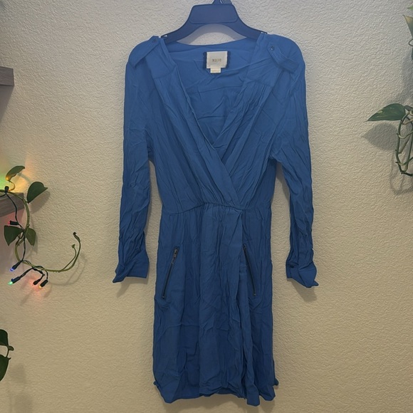 Maeve Blue Long Sleeve Wrap Mini Dress Size XXS - Picture 7 of 7